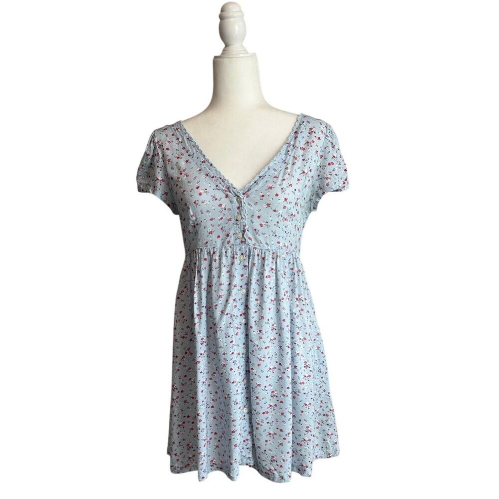 Ralph Lauren Denim & Supply Y2K Floral Babydoll Empire Waist Dress S Blue